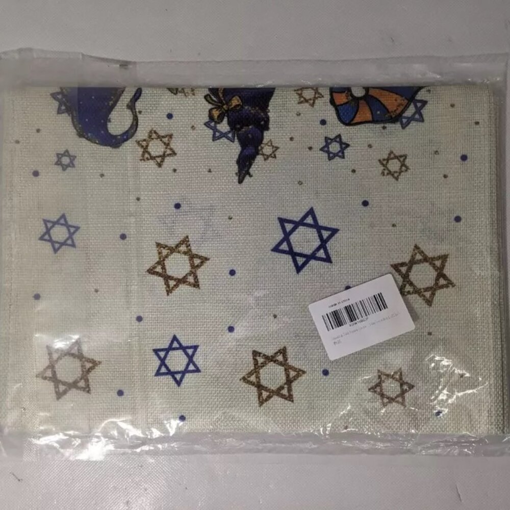 NEW- Happy Hanukkah Holidays Gnome Star of David Table Runner - 13" x 72" inches - Picture 3 of 5